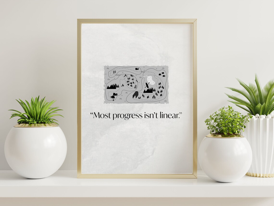 Most Progress Isn't Linear Quote Wall Art Digital Print Etsy
