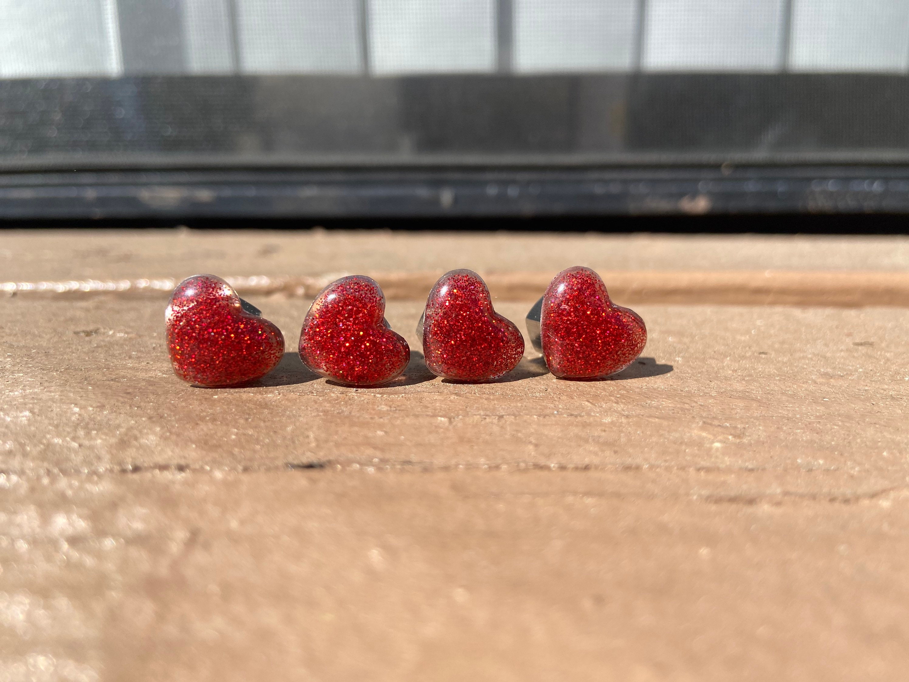 RUBY Red Heart Valve Stem Caps Etsy