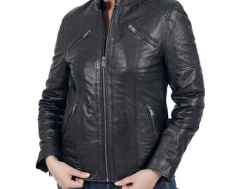 Black Sheep Leather Motorcycle Jacket Women: Fitted Biker Style