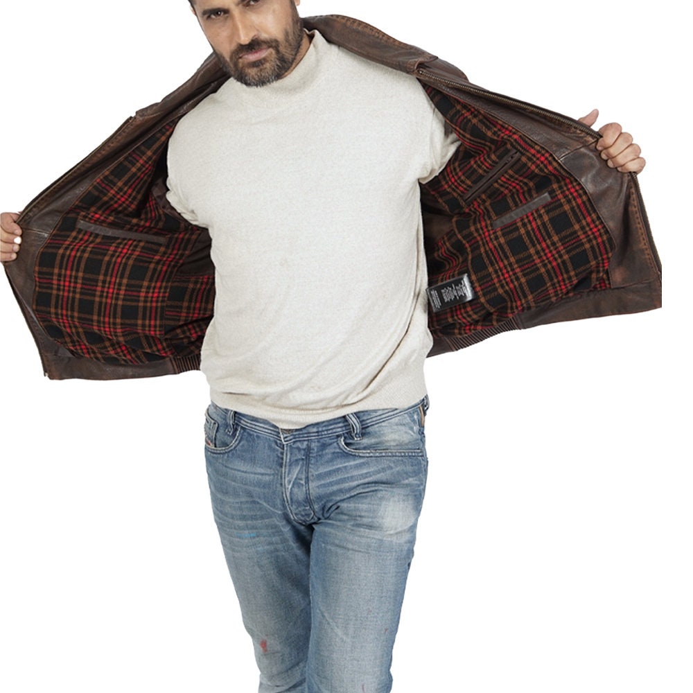 Homme Blouson bomber en cuir Marron Bolf 6803A1 MARRON