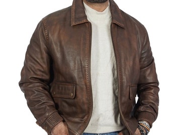 Vintage Leather Jacket Member's Only Brown Hill & Archer