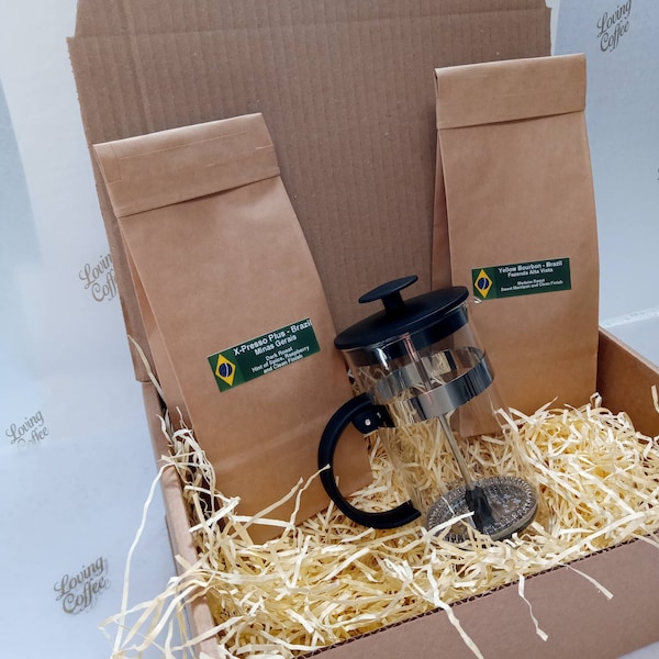 Personalised Gift Box Coffee Lover's Taster - French Press Coffee Maker - Freshly Roasted Coffee With Free UK delivery