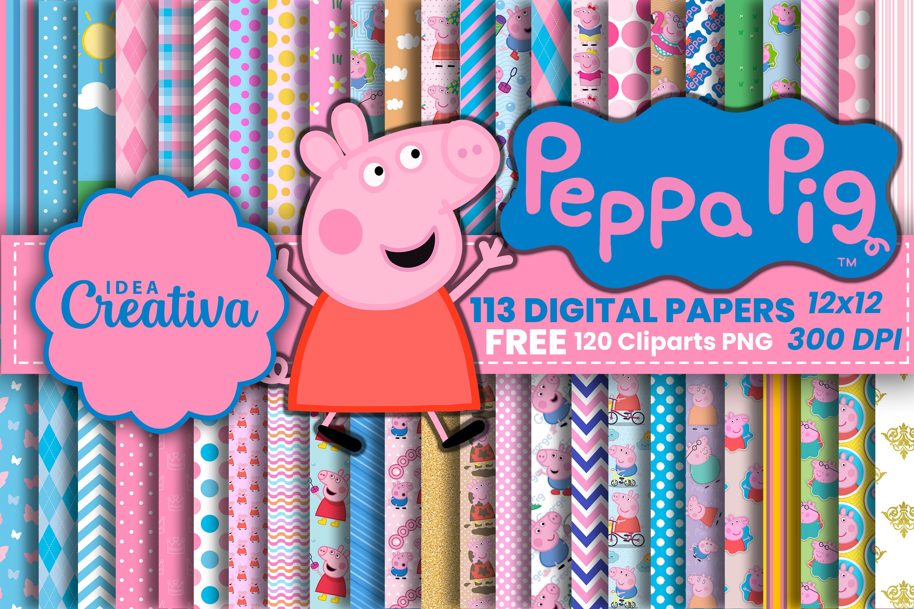 113 Digital Papers 300 DPI maximum quality Peppa Pig peppa | Etsy