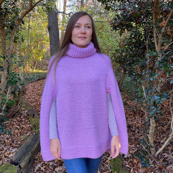 Hand Knit Cape Etsy