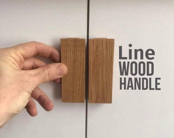 Maniglie in legno di linea, rovere massello, maniglie lunghe minimaliste per mobili, maniglie per cassetti in legno, maniglie sottili per guardaroba, maniglie in legno moderne