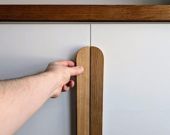Cabinet Knobs, Line Wooden Handles, Solid Oak, Long Minimalist Cabinet Pulls, Wood Drawer Handles, Wardrobe Thin Pulls, Modern wood Handles
