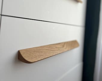Oak Wood Cabinet Handle, Slim Modern Drawer Pull