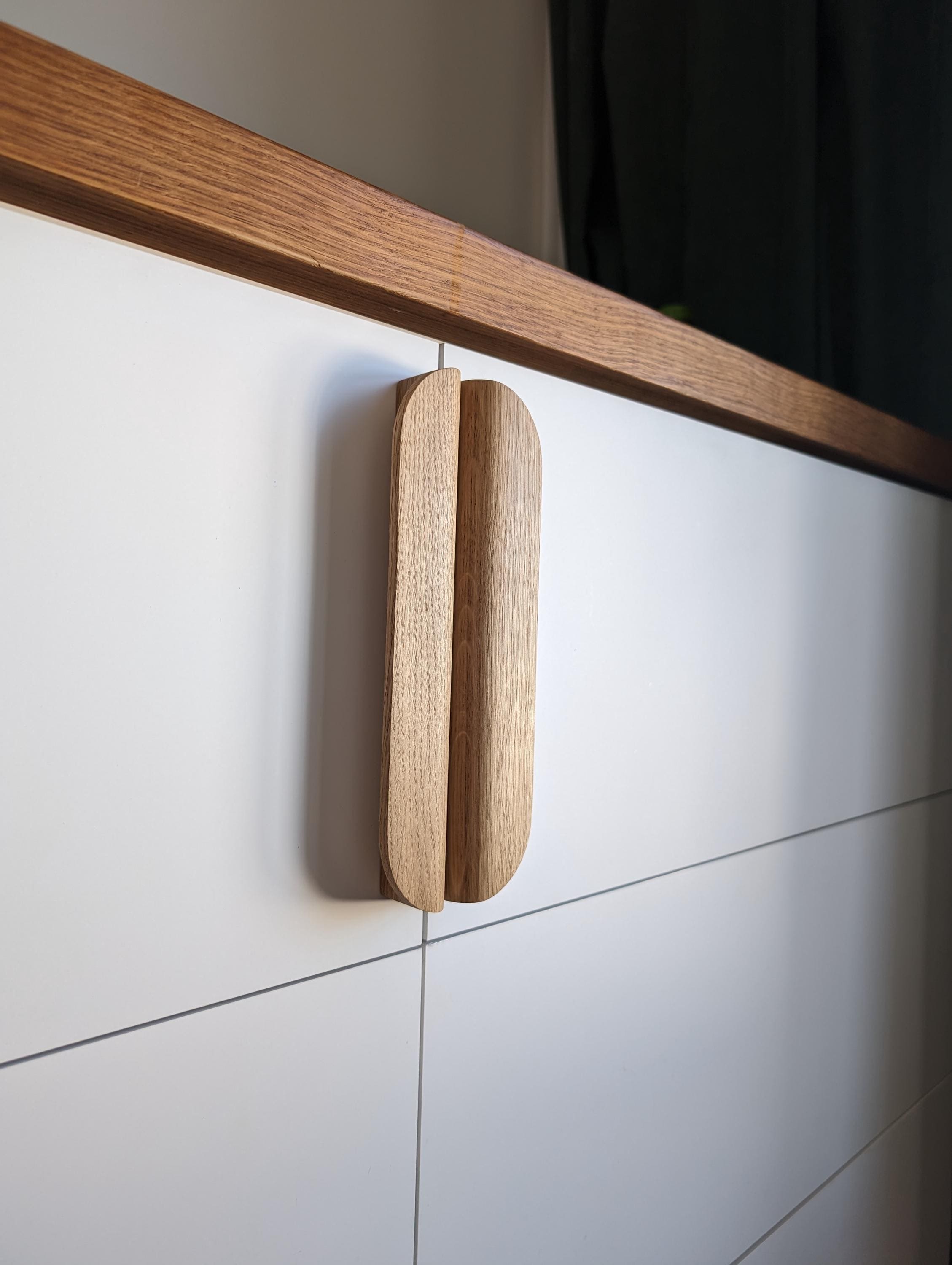 Shadow Line Pulls Cabinet Knobs, Line Wooden Handles, Solid Oak, Long Minimalist Cabinet ...