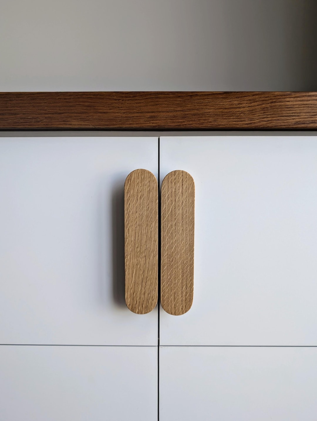 Shadow Line Pulls Cabinet Knobs, Line Wooden Handles, Solid Oak, Long Minimalist Cabinet ...