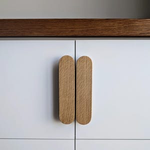 Cabinet Knobs, Line Wooden Handles, Solid Oak, Long Minimalist Cabinet Pulls, Wood Drawer Handles, Wardrobe Thin Pulls, Modern wood Handles