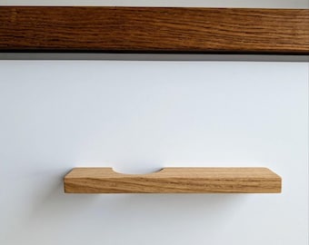 Maniglie in legno di linea, rovere massello, maniglie lunghe minimaliste per mobili, maniglie per cassetti in legno, maniglie sottili per guardaroba, maniglie in legno moderne