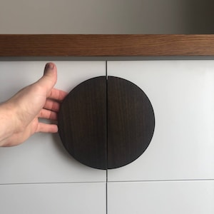 Amerikansk valnötsfaner, Giant Wood Half Moon dörrhandtag, Halvcirkelformade skåpbeslag, Skåphandtag köksskåpshandtag