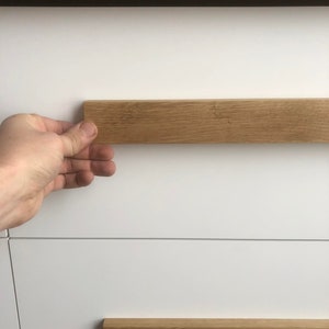Long Line Wooden Handles, Solid Oak, Long Minimalist Cabinet Pulls, Wood Drawer Handles, Wardrobe Thin Pulls, Modern wood Handles