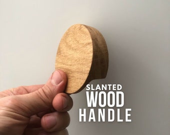 Cabinet Knobs/Solid Oak/Round Wooden Handles/Wood Drawer Handles/Wardrobe Thin Pulls/Modern Design Pulls/Rustic Handle