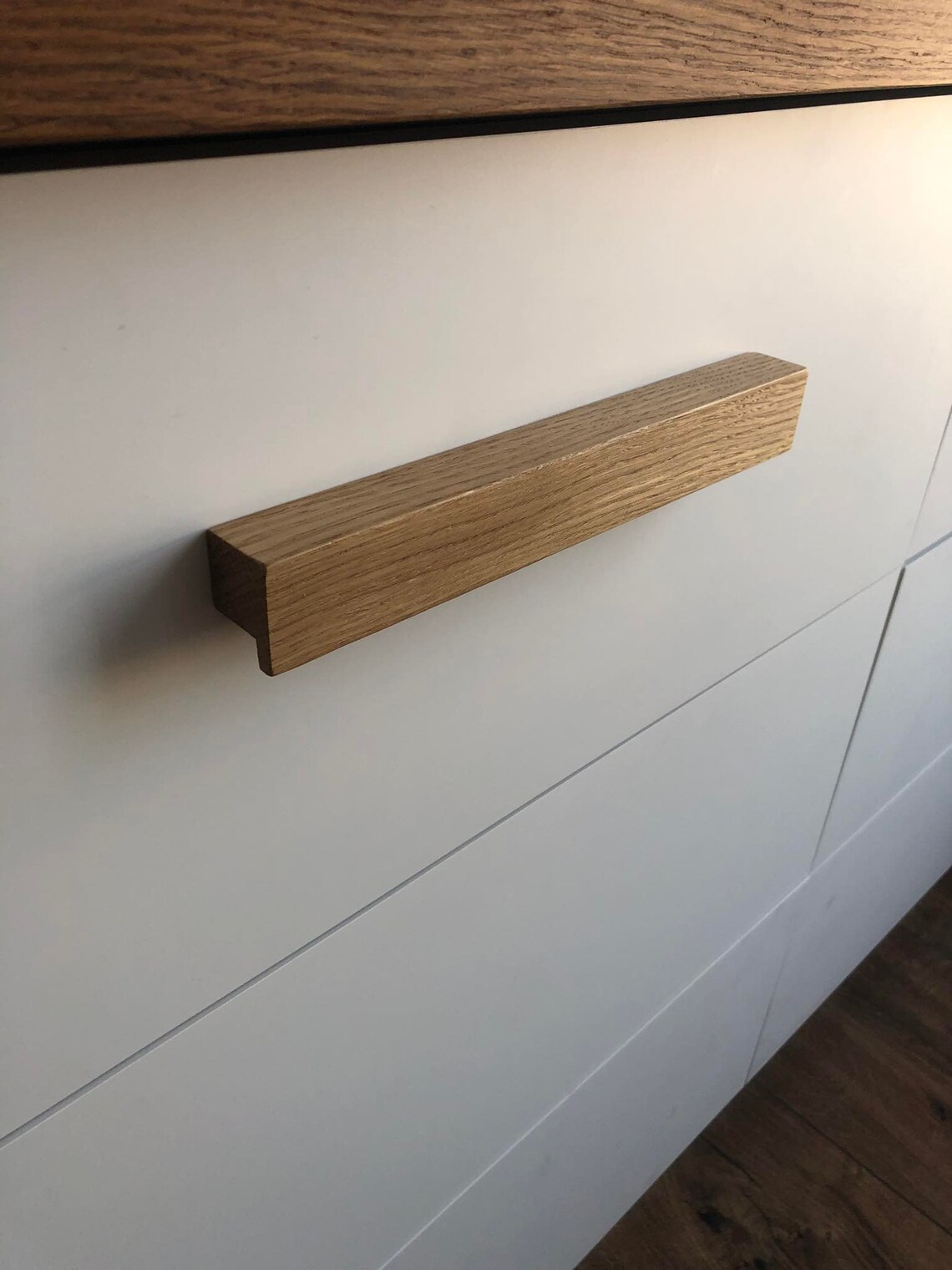Line Wooden Handles, Solid Oak, Long Minimalist Cabinet Pulls, Wood ...