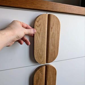 Cabinet Knobs, Line Wooden Handles, Solid Oak, Long Minimalist Cabinet Pulls, Wood Drawer Handles, Wardrobe Thin Pulls, Modern wood Handles