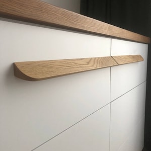 Cabinet Knobs Pair/Oak Handle/Line Wooden Handles/Long Minimalist Cabinet Pulls/Wood Drawer Handles/Wardrobe Pulls/ Left Side & Right Side