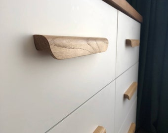 Cabinet Knobs, Line Wooden Handles, Solid Oak, Long Minimalist Cabinet Pulls, Wood Drawer Handles, Wardrobe Thin Pulls, Modern wood Handles