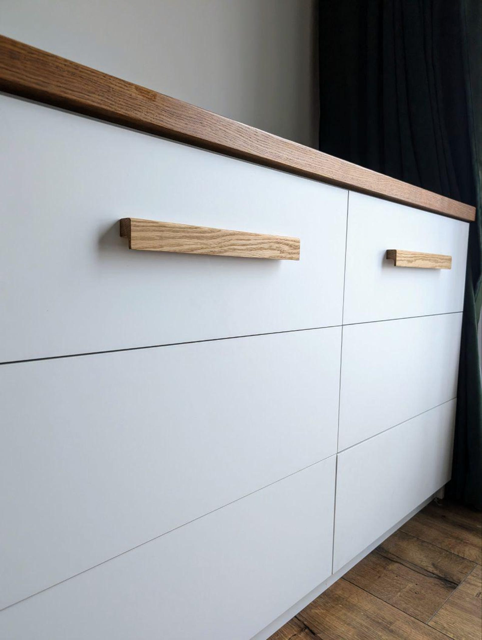 Shadow Line Pulls Cabinet Knobs, Line Wooden Handles, Solid Oak, Long Minimalist Cabinet ...