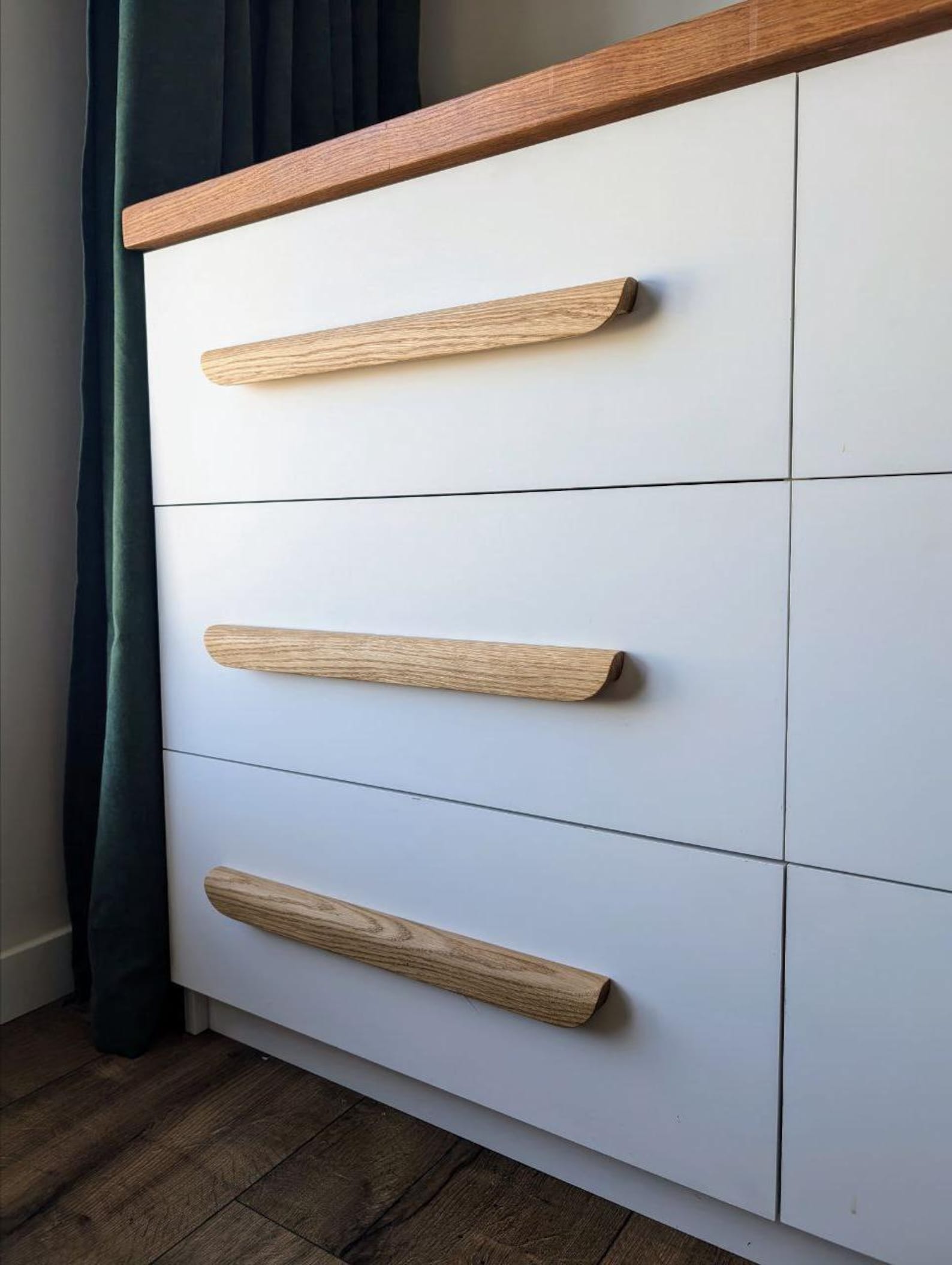 Shadow Line Pulls Cabinet Knobs, Line Wooden Handles, Solid Oak, Long Minimalist Cabinet ...