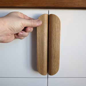Cabinet Knobs, Line Wooden Handles, Solid Oak, Long Minimalist Cabinet Pulls, Wood Drawer Handles, Wardrobe Thin Pulls, Modern wood Handles