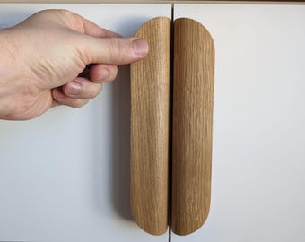 Cabinet Knobs, Line Wooden Handles, Solid Oak, Long Minimalist Cabinet Pulls, Wood Drawer Handles, Wardrobe Thin Pulls, Modern wood Handles