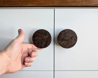 Radice di noce americano impiallacciata - Maniglia rotonda in legno - Maniglia per cassetti in legno - Pomello in legno naturale - Cassetto per armadietto - Pomelli per armadietto