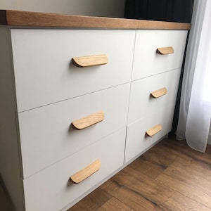 Cabinet Knobs/Solid Oak Handle/Line Wooden Handles/Wood Drawer Handles/Wardrobe Thin Pulls/Modern Design Handles/Rustic Handle