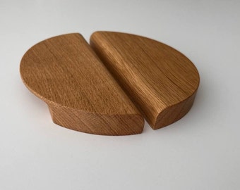 Schrankknöpfe, Halbmond Holzgriff, Holzgriff, große Holzgriffe, Schublade aus massiver Eiche