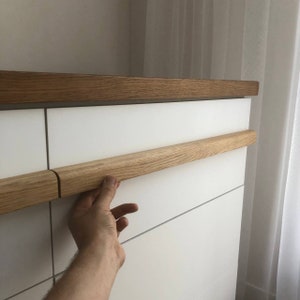 Long Line Wooden Handles, Solid Oak, Long Minimalist Cabinet Pulls, Wood Drawer Handles, Wardrobe Thin Pulls, Modern wood Handles