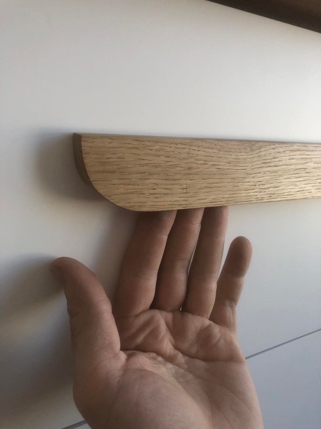 Knobs, Line Wooden Handles, Solid Oak, Long Minimalist