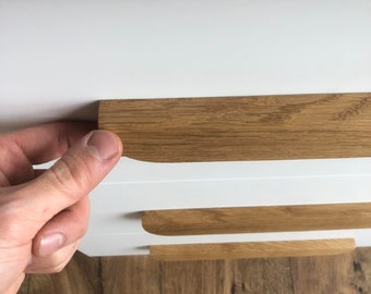 Maniglie lunghe in legno/Rovere massello/Maniglie lunghe minimaliste per mobili/Maniglie per cassetti in legno/Maniglie sottili per armadi/Maniglie in legno moderne/Arredo per la casa