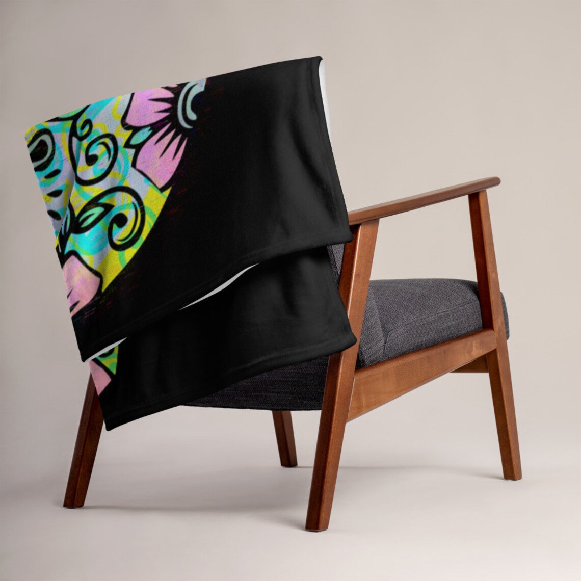 Day of the dead skull Throw Blanket Etsy