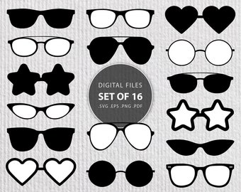 Glasses svg, spectacles bundle, eyeglasses set, sunglasses svg cut file, glasses stencil, sunglasses kit, sunglasses stars, glasses hearts