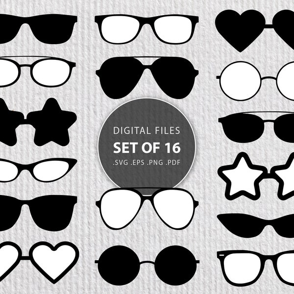 Glasses svg, spectacles bundle, eyeglasses set, sunglasses svg cut file, glasses stencil, sunglasses kit, sunglasses stars, glasses hearts