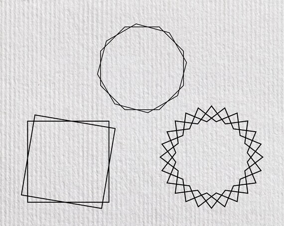 Geometric frame svg kit Circle frame Silhouette stencil polygonal frame file square contour set Cricut triangle delta outline svg