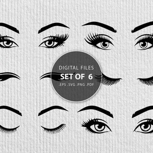 Eyelash svg, lash svg bundle, Eyes eyebrows set, eyelashes cut file, eyebrow svg, lash maker logo sign kit, lash room decor, eyebrow logo