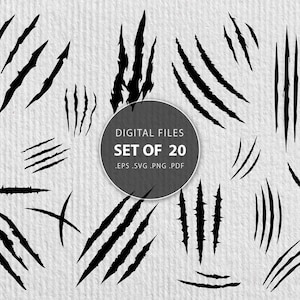 Krassen svg, klauwsporen, kras svg, wild dier kras littekens, poot prints bestanden merken, stempels kit | EPS, SVG, PNG | Cricut, Silhouet