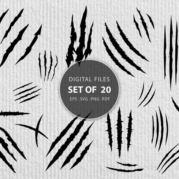 Scratches svg, claw marks, scratch svg, wild animal scratch scars, paw prints files marks, stamps kit | EPS, SVG, PNG | Cricut, Silhouette