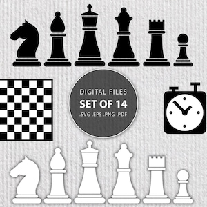 Schach SVG, Schach Clipart, Schachmänner Geschenk digitale Dateien, Schachspiel Figur Schablone Kit, Schachbrett PNG, Schachspieler Cricut, Silhouette
