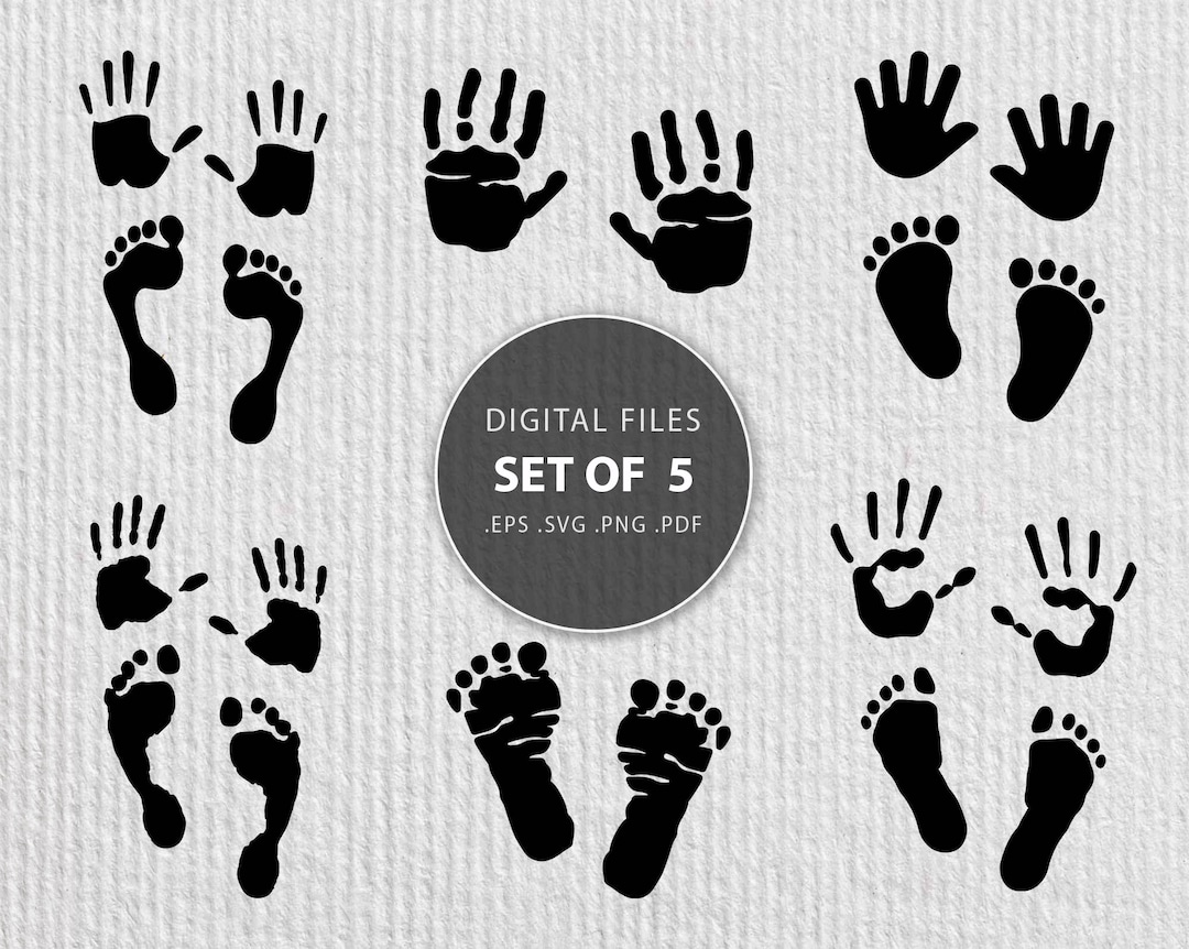 Baby Hand Print Svg, Food Print, Handprint, Footprint Files Bundle, Hand, Food Marks, Vector Kit