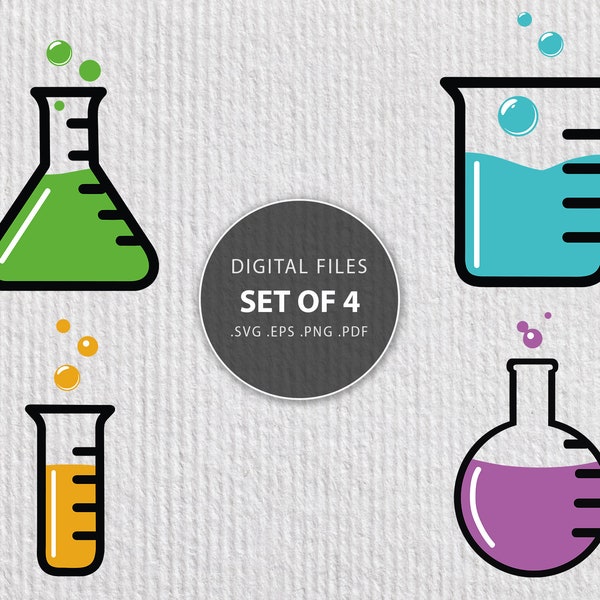 Chemistry svg, chemistry stencil, glass flask svg bundle, beaker kit, chemistry beaker files, chemistry science coffee mug svg Cricut