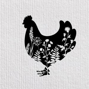 Fleurs de poule svg, enseigne de poulailler, lime d’herbe de poulet, impressions de pépinière d’animaux de ferme, clipart vectoriel de pochoir de poule, poule de fleur Cricut, Silhouette