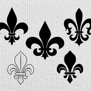 Lily svg, Heraldic lily bundle svg, vintage fleur-de-lis print, royal sign lilies kit, kingly flower, queenly iris set files | EPS, PNG, pdf