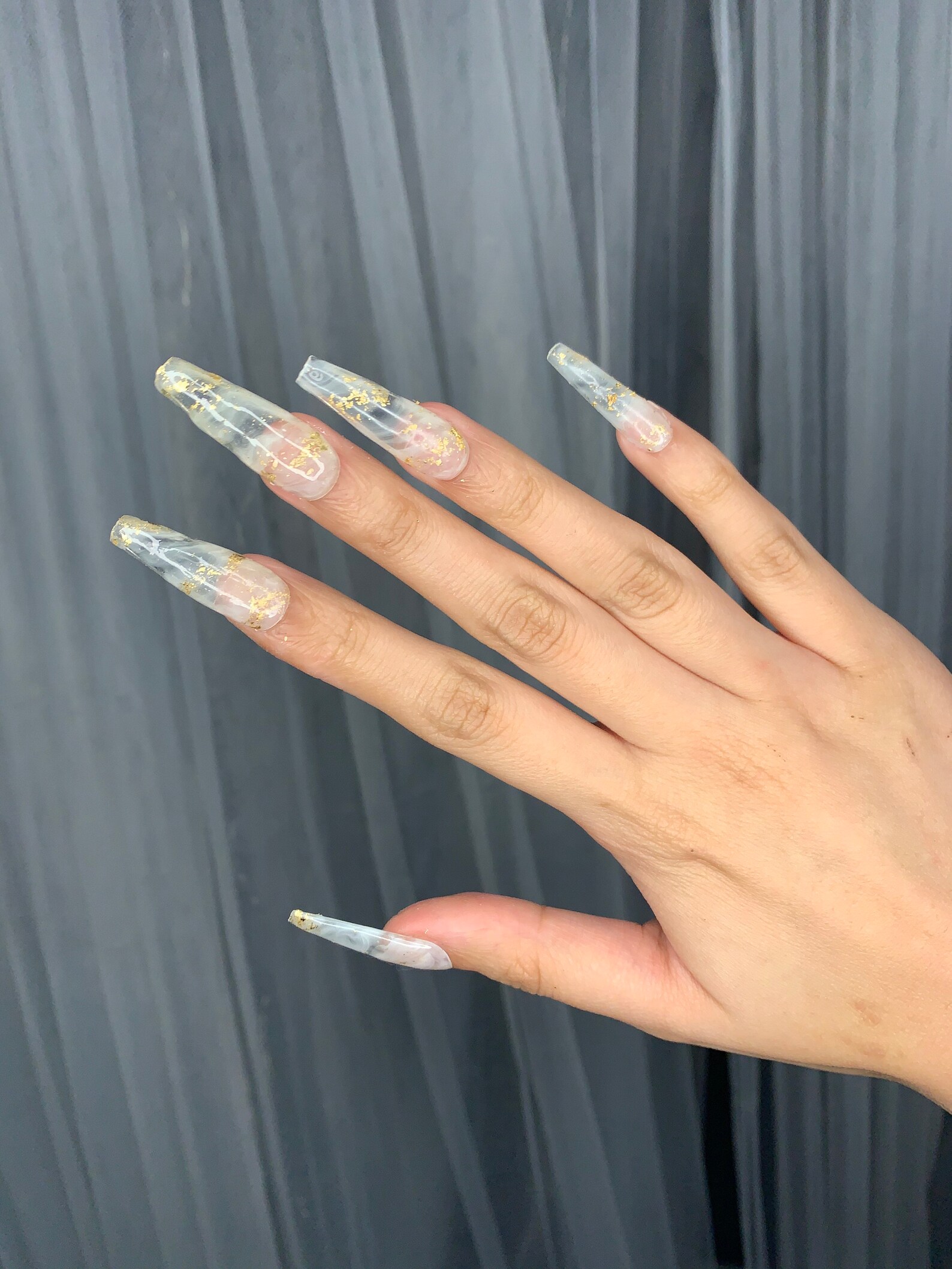 Marble Nails Clear White Marble Nails Smokey Marble Nails Etsy