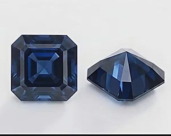 Para diamentów Moissanite o szlifie Ascher VVS1, o fantazyjnym, ciemnoniebieskim kolorze, 8 x 8 mm, 2 szt., do wyrobu biżuterii + prezent