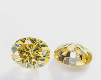 Certyfikowany diament Moissanite 10 CT P air w kolorze fantazyjnym żółtym, szlif owalny VVS1, laboratoryjnie hodowany, 10 x 12 mm - 2 szt. kamieni szlachetnych do wyrobu biżuterii + prezentów