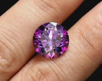 Diament Moissanite o szlifie okrągłym, o masie 2CT, w kolorze fioletowym, szlifie VVS1, laboratoryjnie hodowany, czystość VVS1 (8,50 mm), luźny kamień szlachetny do biżuterii