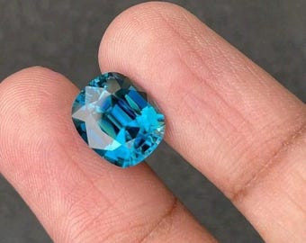 Certyfikowany diament Moissanite o szlifie poduszkowym VVS1 o masie 5 CT w kolorze fantazyjnym niebieskim, 10 x 12 mm, do wyrobu biżuterii + darmowy prezent
