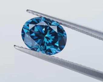 AAA+ 3 CT owalny, fantazyjny niebieski kolor, klasa VVS1, laboratoryjnie hodowany, certyfikowany diament Moissanite, luzem, 8 x 10 mm, kamień szlachetny do wyrobu biżuterii + darmowy prezent